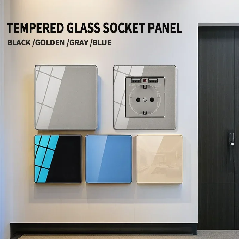 Настенный выключатель из закаленного стекла 86 видов розетка настенная панель