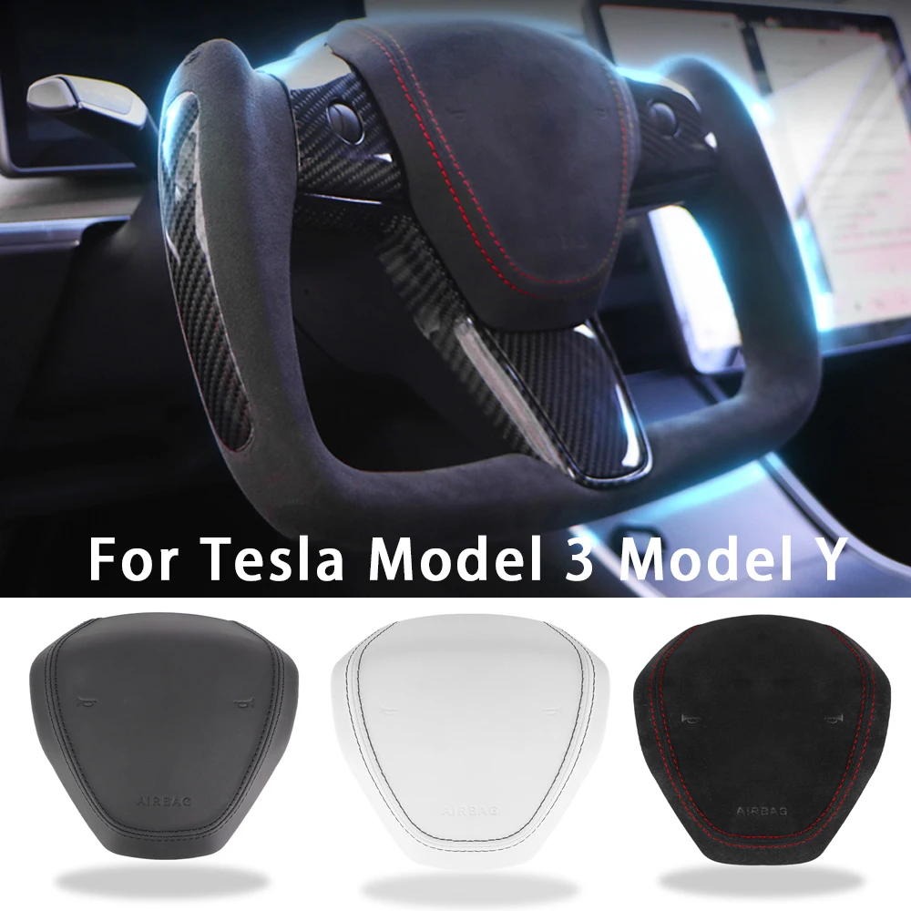 

Крышка рулевого колеса с эмблемой Tesla Model 3, кожаная, алькантара