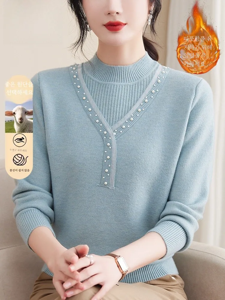 Зимняя одежда для мам. Утепленный свитер на флисовой подкладке. Внутренняя