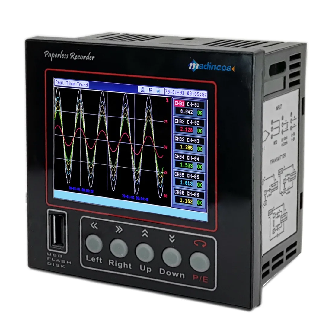 

MPR600: Universal Digital 6 Channel Data Logger Baromeric Pressure Humidity Temperature Paperless Recorder with USB+RS485 MODBUS