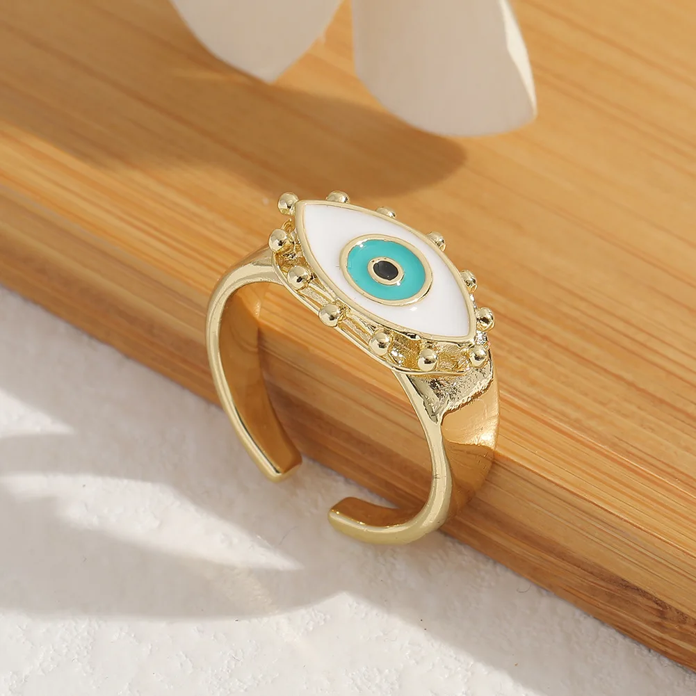 

KouCh Rings Asethetic Luxury Zirconia Woman Bohemia Rings Evil Eyes Trendy Finger Adujustion Rings 2022 Trendy Jewelry Gifts
