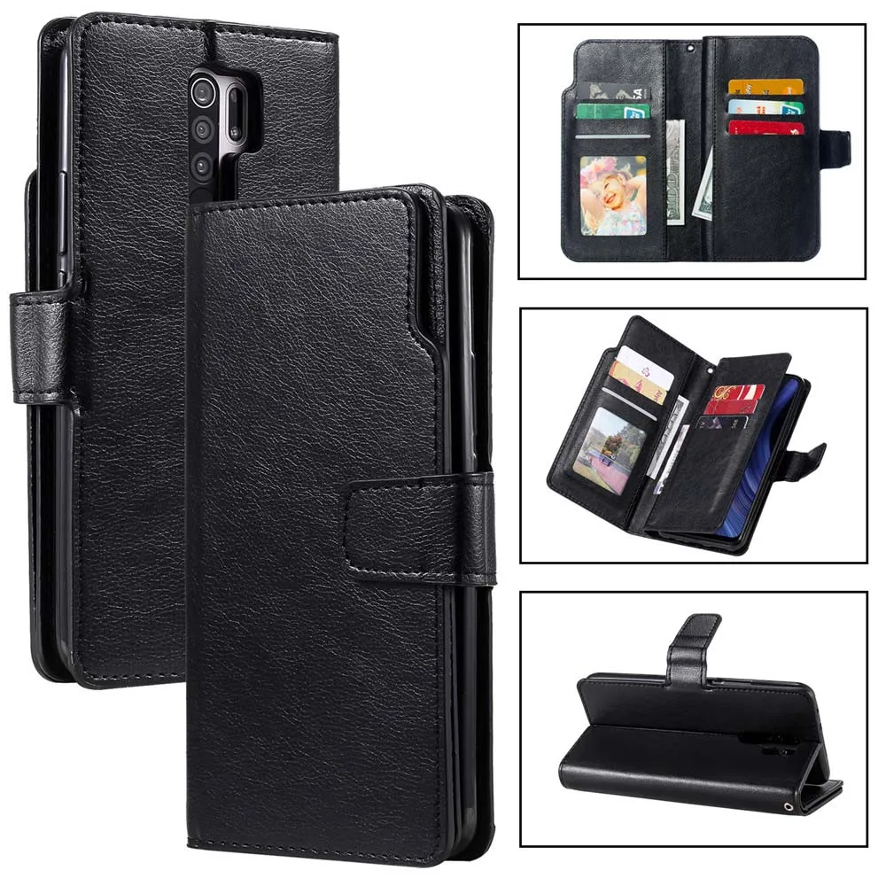 Кожаный чехол-кошелек с картами для Xiaomi 11 T Poco M3 M4 X3 Redmi Note 12 8 9 10 S 9T 9A 9C 8T K40 Pro Plus Max