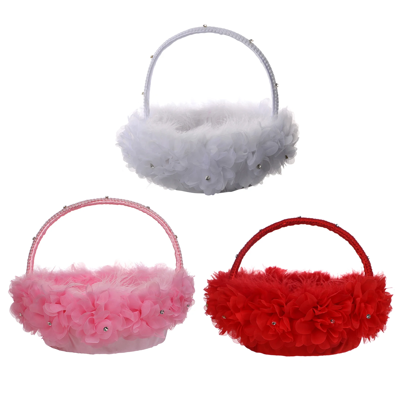 

Корзина для цветов для мальчиков и девочек, Свадебные товары ручной работы, корзина из ленты и кружева с перьями для девочек