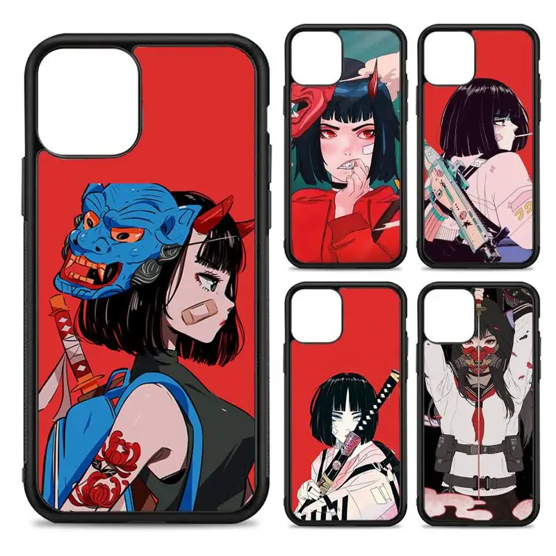 

Japanese Style Anime Girl Phone Case Silicone PC+TPU Case for iPhone 11 12 13 Pro Max 8 7 6 Plus X SE XR Hard Fundas