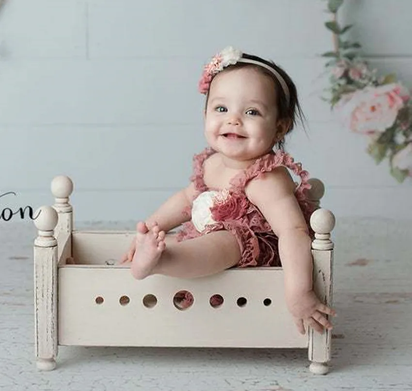 Newborn Baby Photography Props Wooden Bed Babies Photoshoot Prop Studio Accessories