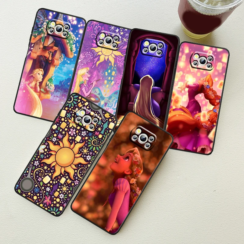 

Le Pei Tangled Disney Phone Case For Xiaomi Mi Poco X5 X4 X3 NFC F4 F3 GT M5 M5s M4 M3 Pro C50 C55 5G Funda Black Cover