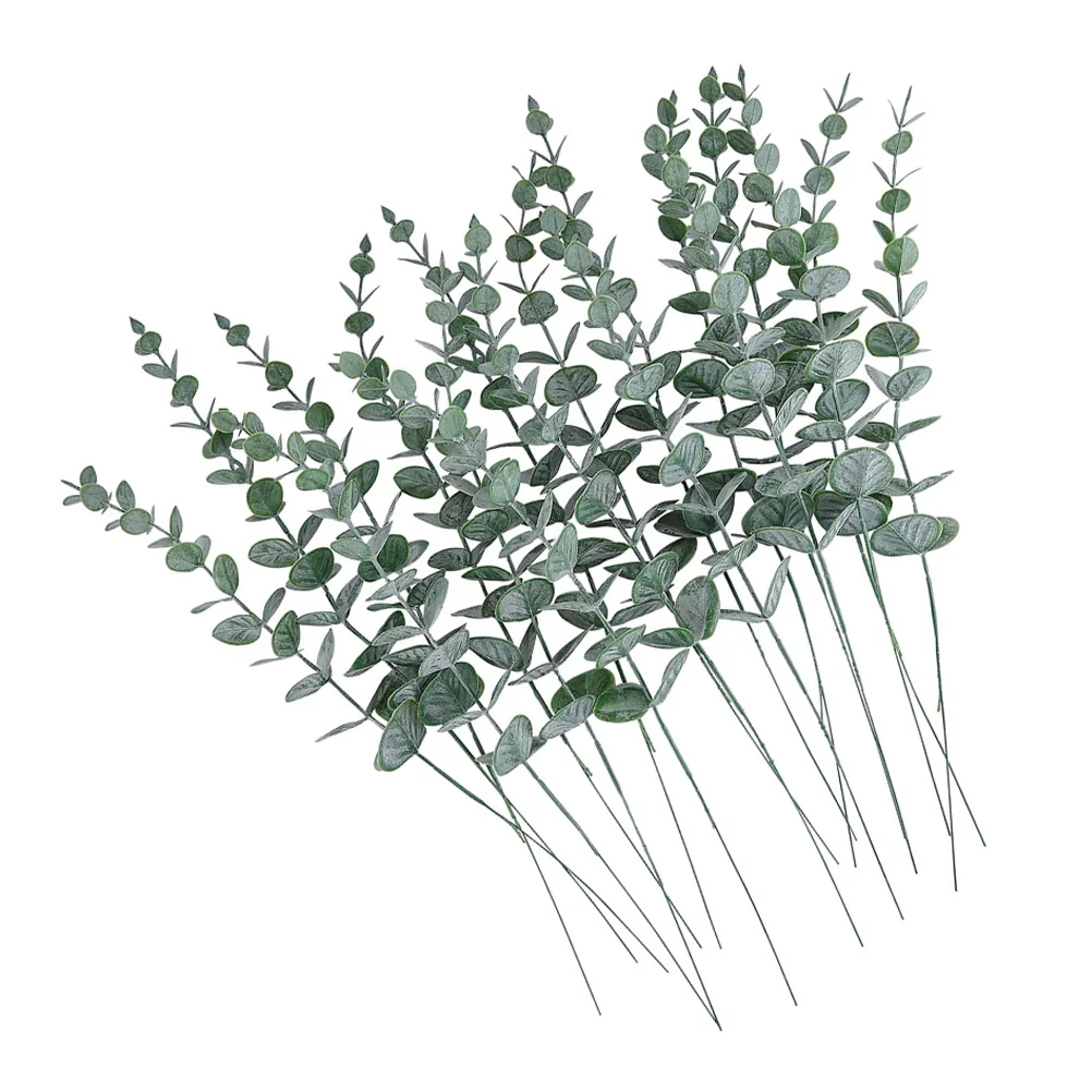 

Eucalyptus Artificial Flowers Fake Leaves Bouquet Stems Leafdecoration Faux Picksstem Branches Dried Decorative Simulation