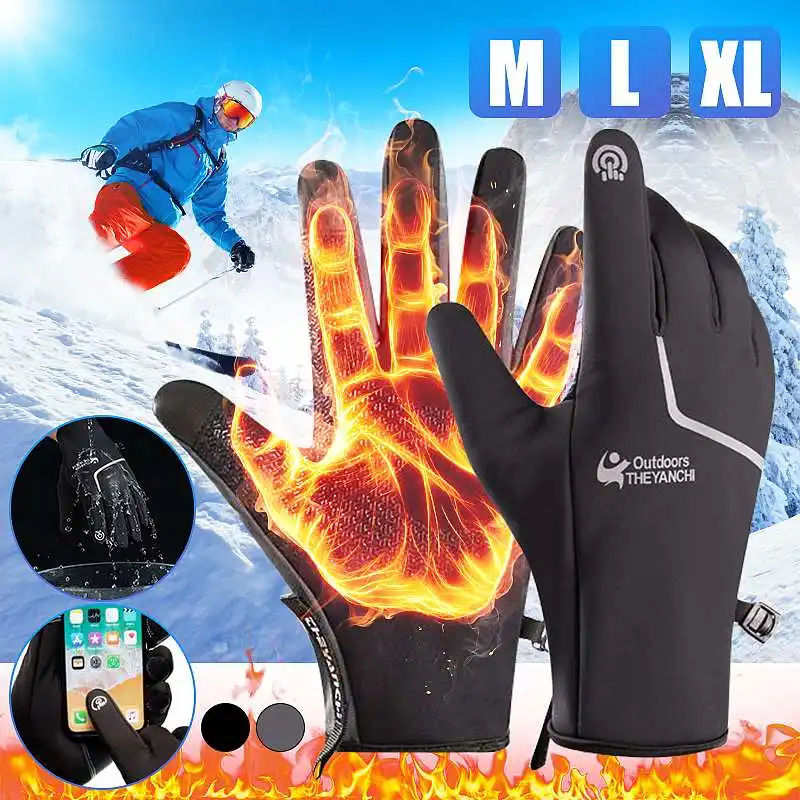 

Waterproof Gloves Winter Cycling Gloves Bicycle Warm Touchscreen Full Finger Gloves Unisex Outdoor Sports Ski Riding