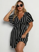 fashion v neck ruffles pleated dress women puff sleeve chic black summer dress party hollow out vintage corset ladies