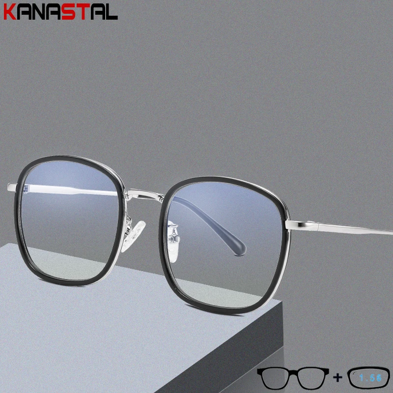 

Women's Anti Blue Light Blocking Glasses Retro TR90 Metal Round Eyeglasses Frame Prescription Optics Myopia Presbyopic Glasses