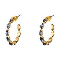 korean earrings luxury jewelry blue rhinestones diamond circle hoop earrings for women lady earwear 2022