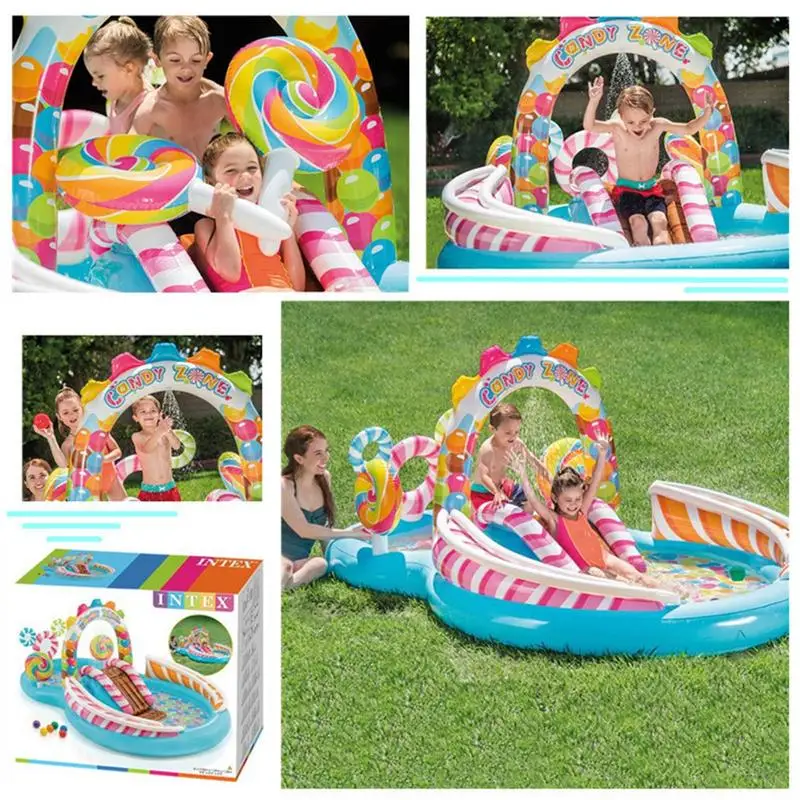 

Child Inflatable Water Slide Park 11Types Volcanic Themed Water Play Pool Large Capacity Playing Water Pool For Garden Backyard