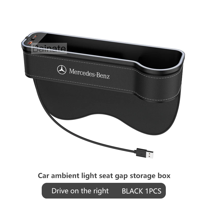 

Для Mercedes Benz A B C E S Class W204 W205 W176 GLC CLA AMG Автомобильное сшитое сиденье Gap Crevice Slot Storage Box с лампой USB-зарядка