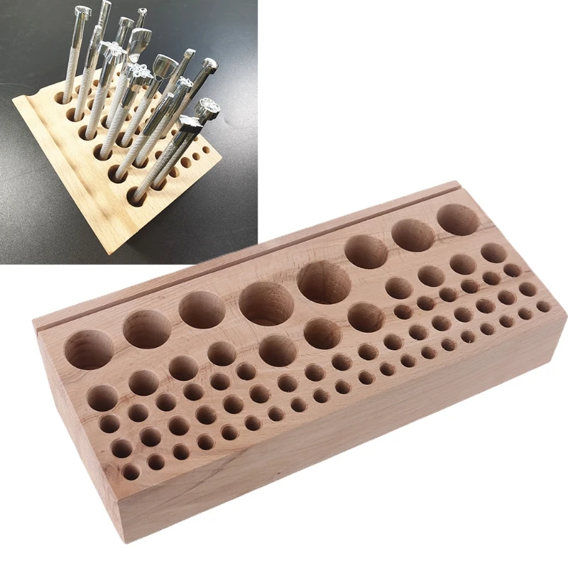 

24/ 46/ 68/ 76 Holes Wood Leather Craft Tools Holder, Professional Wooden Leather Tools Storage Box for Punch Tools Y5GB
