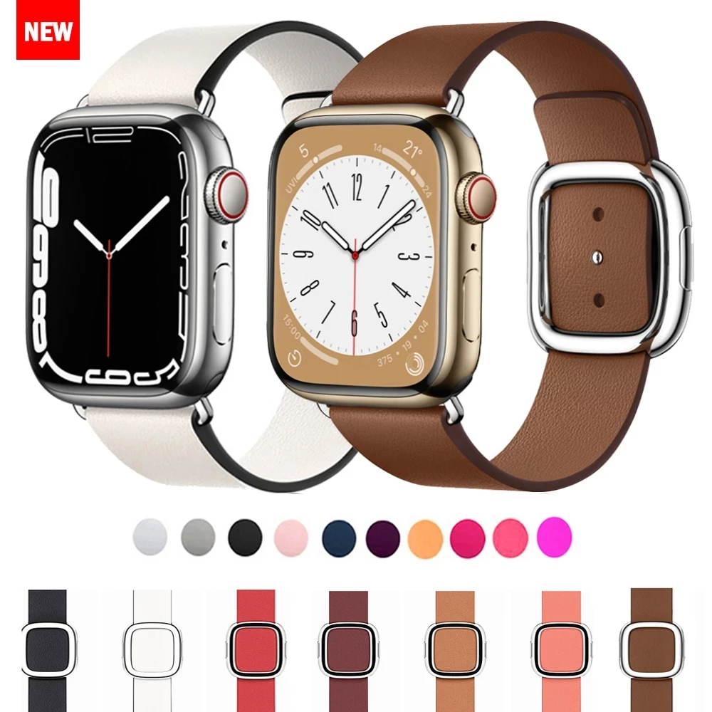 

Ремешок кожаный для Apple Watch band 49 мм 45 мм 41 мм 44 мм 40 мм 42 38