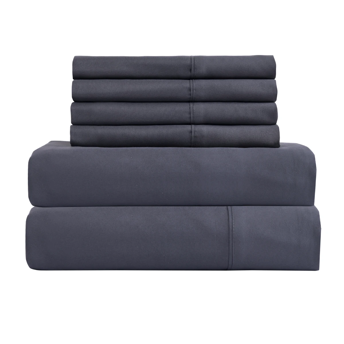 

6 Piece Brushed Microfiber Queen Sheet Set, Soft, Breathable Dark Grey Fitted Cover Bed Sheet Bedding Sets