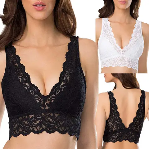 Summer Fashion Solid Women Lace Hollow Out Bra Black White Sport Tube Top Bralette Breathable Comfortable Seamless Underwear