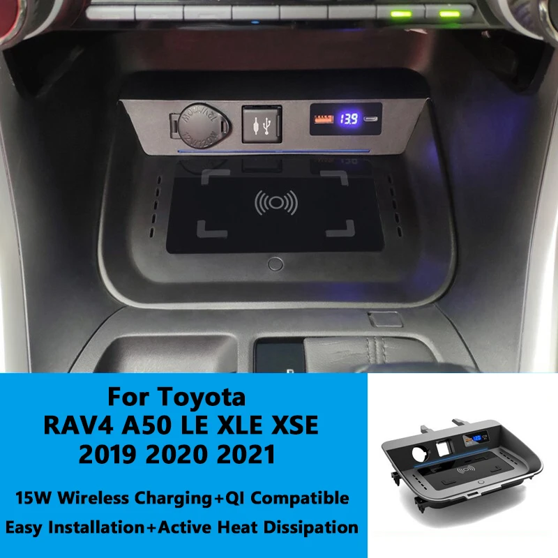 

For Toyota RAV4 Wildlander 2019-2022 Wireless Charger Fast Charging Cigarette Lighter Plug Installation Decorative Accessories