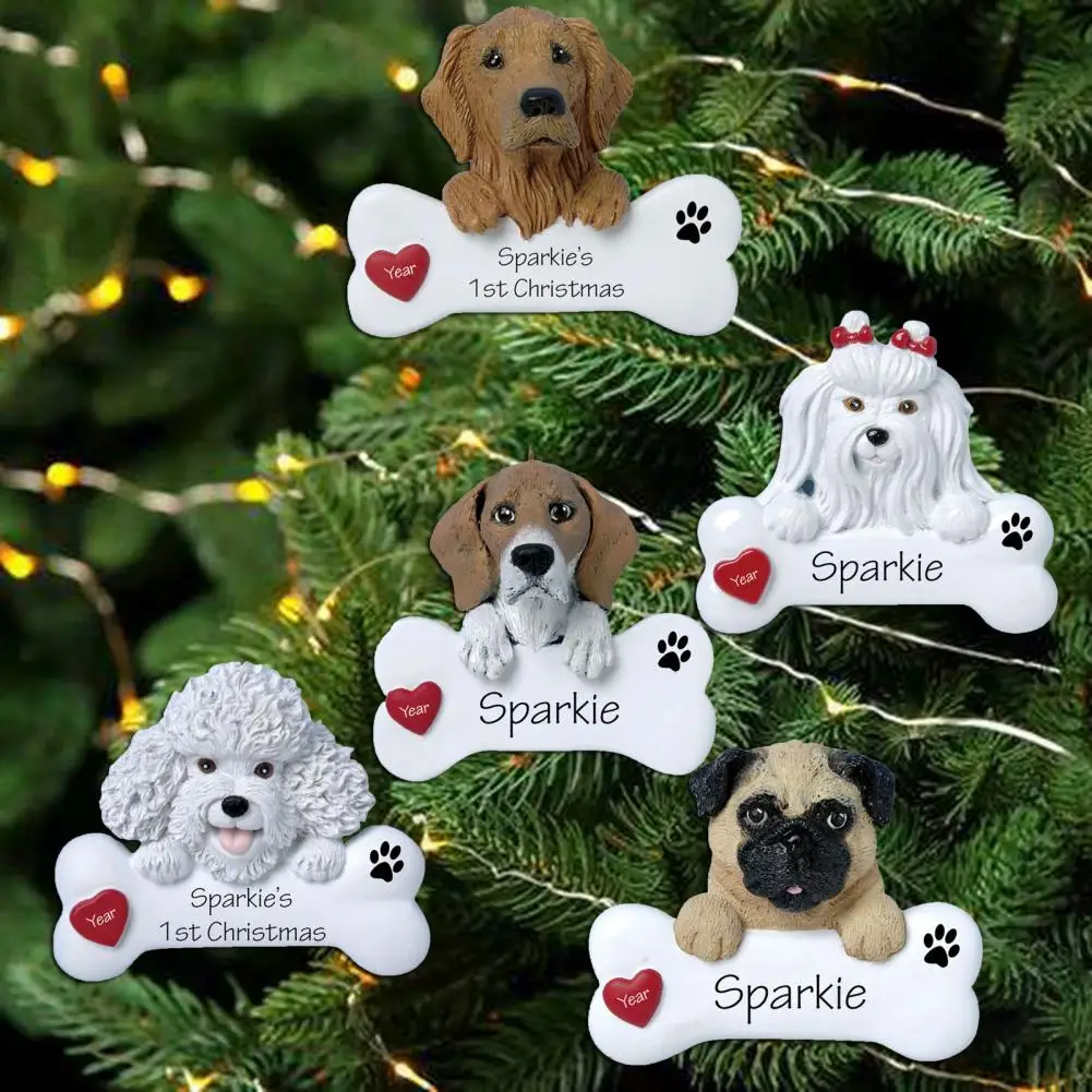 Surface Writable Dog Pendant Dog And Bone Pattern Christmas Tree Decor Creative DIY Write A Blessing Dog Pendant
