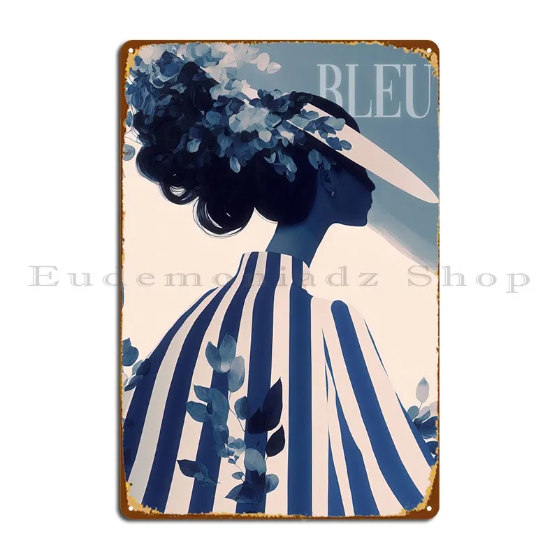 

Blooming In Blue Stripes Metal Sign Wall Cave Home Wall Plaque Design Plaques Tin Sign Poster