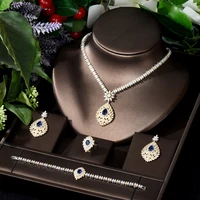 hibride clearance price vintage dubai 2 tones jewelry set for women cubic zirconia bridal earrings and necklace set bijoux