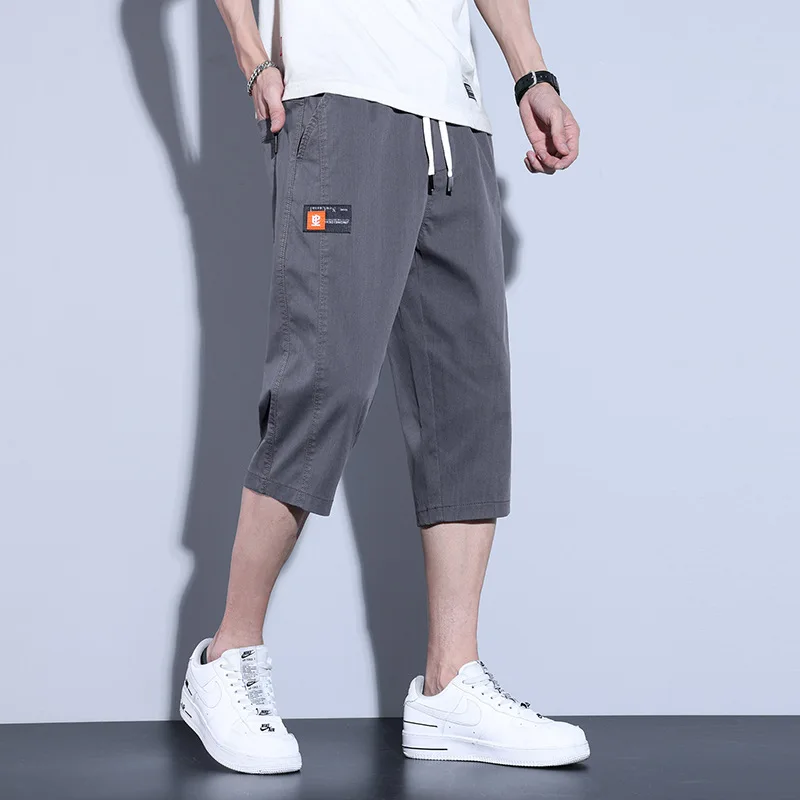 2022 Summer New Men's Straight Thin Casual Shorts Fashion Drawstring Elastic Waist Loose Short Pants Male Brand Clothes