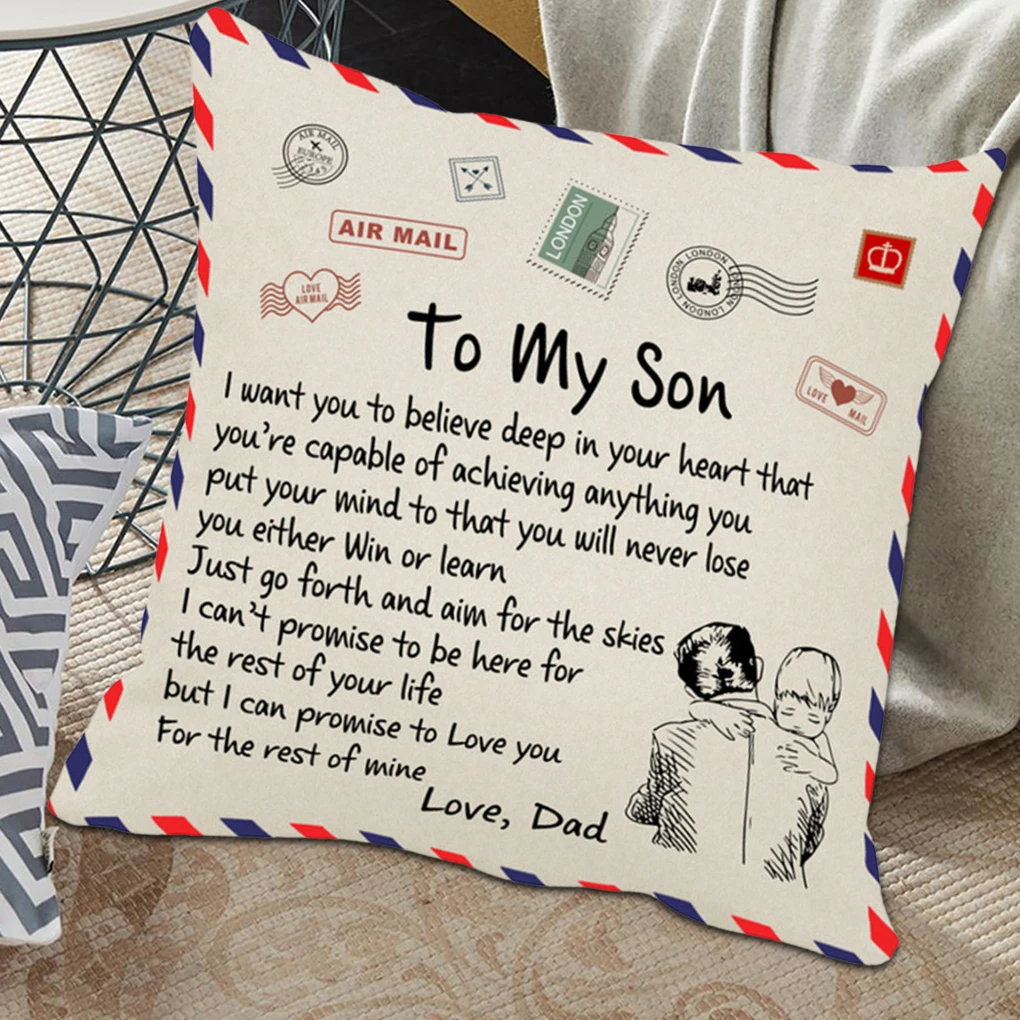 

Pillow Cover Fiber Square Throw Pillow Cover Lettering Washable Sofa Cushion Case 45x45cm Best Gifts for Children Parents Family