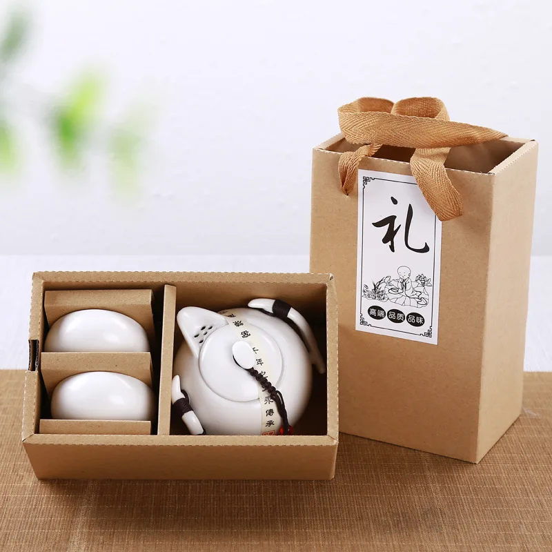 

1 Pot 2/4 Cups Ceramic Teapot Kettle Gaiwan Tea Cup for Puer Chinese Tea Pot Portable Tea Set Drinkware with Gift Box