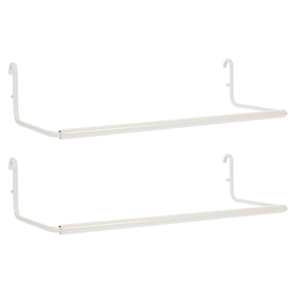 

2 Pcs Towel Rack Pegboard Paper Holder Metal Holders No Punching Organizer White Stainless Steel Accessories
