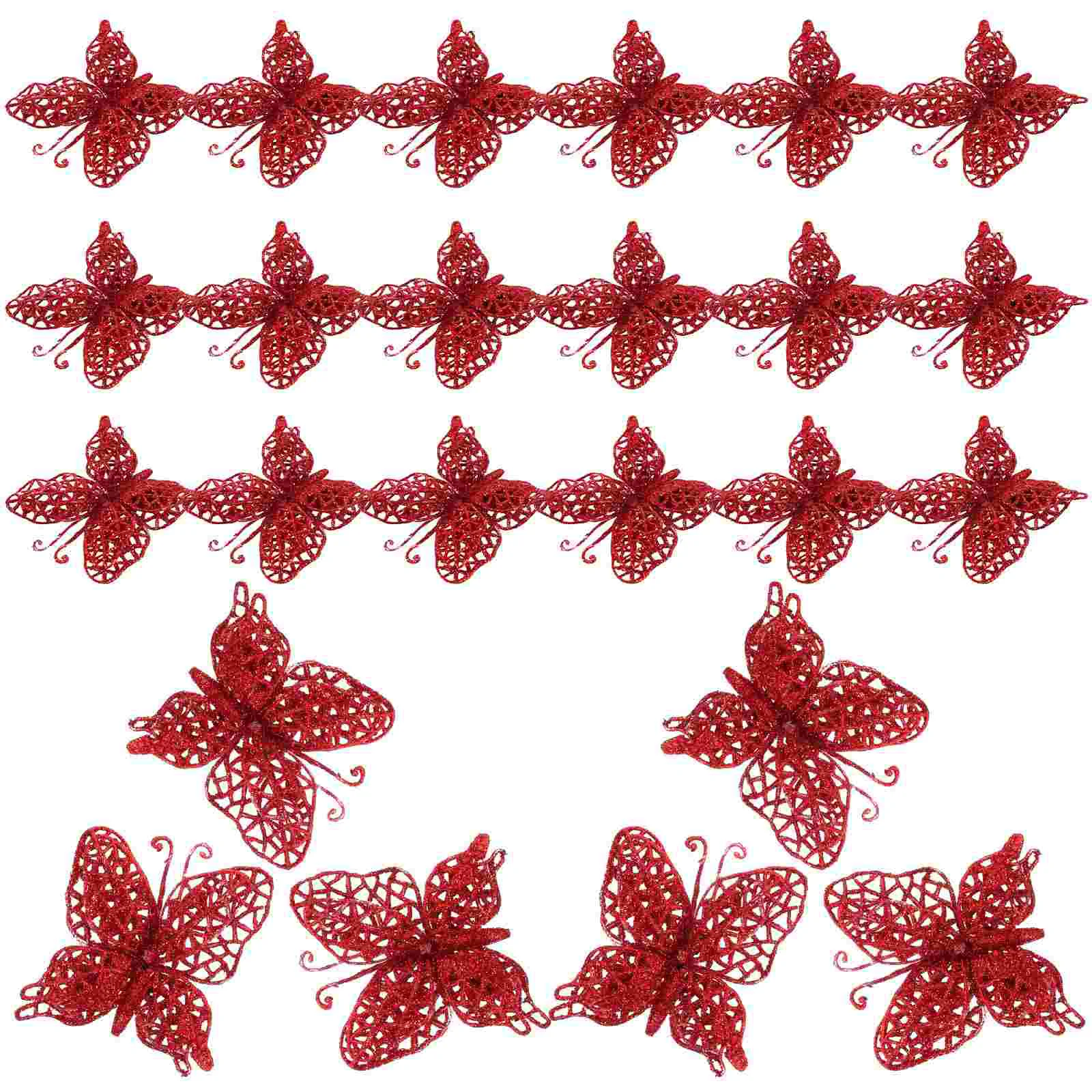 

24 шт., декоративные бабочки для украшения ёлки