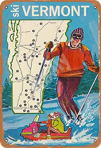 Металлическая винтажная Оловянная вывеска Keely Ski Vermont настенное украшение 12x8