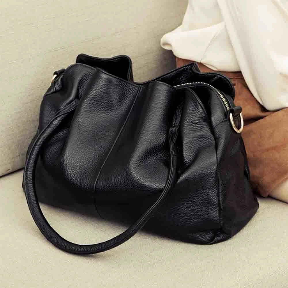 

Motingsome Soft Cow Leather Handbag for Women Large 3 Interlayer Elegant Ladies Handbag Black Crossbody Satchels Purses 2023 New