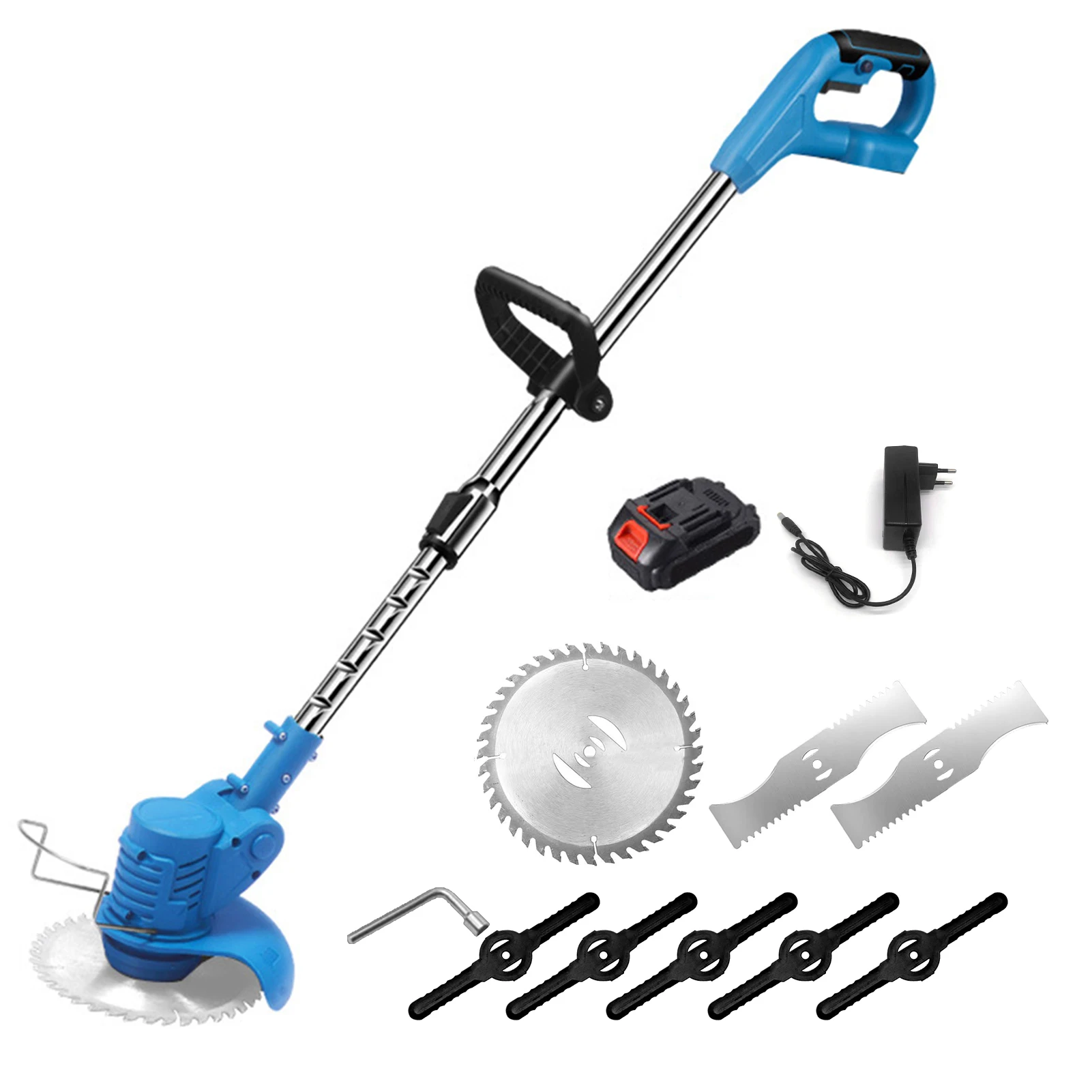

1500mAh Rechargeable Battery Saw Blade 21V Fast Charger Telescopic Handheld Cordless Grass Trimmer Electric Lawn Mower