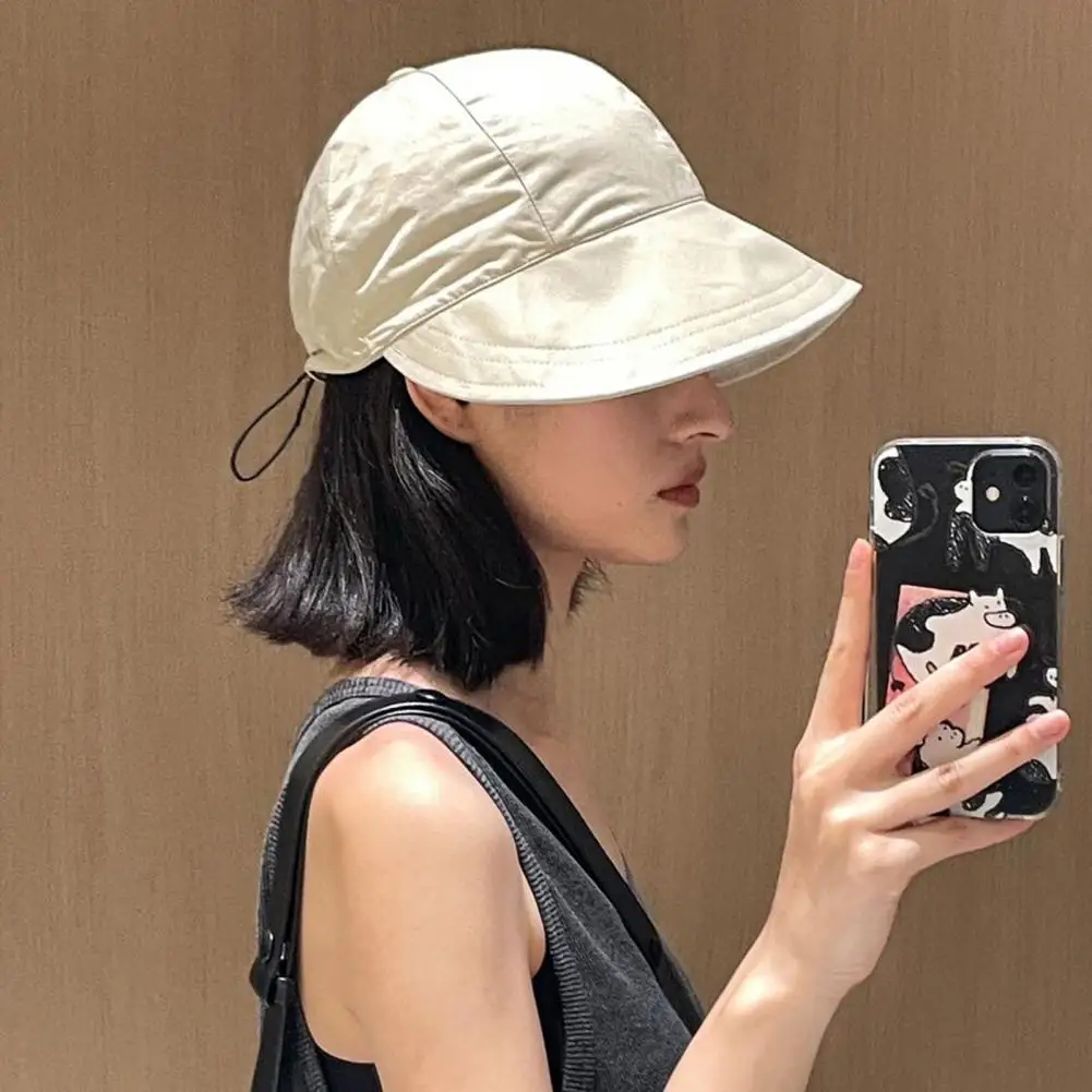 

Trendy Beach Hat Drawstring Adjustable Soft Sun Visor Hat Ladies Casual Sun Visor Fisherman Hat
