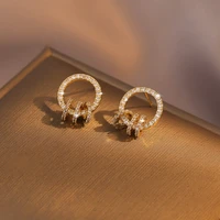 new arrival korean fashion classic temperament light luxury geometric ring earrings friends party gift women jewelry earrings