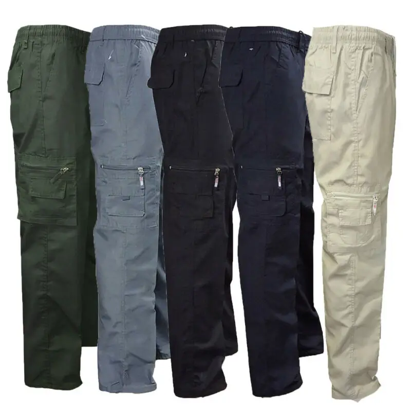 

Pants Solid Men's Streetwear Casual Fashion Cargo Cotton Cargo Summer Safari Style Pants Combat Work Elasticized Color