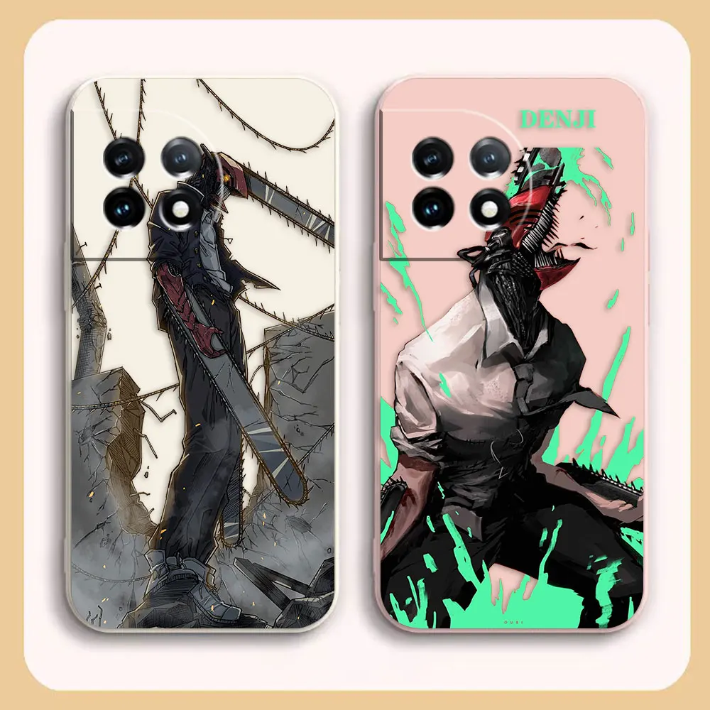 Japanese Anime Chainsaw Man Case For Oneplus 11 10 9 9R 9RT 8 8T 7 7T ACE 2 2V NORD CE 2 Pro Colour Liquid Case Funda Shell Capa