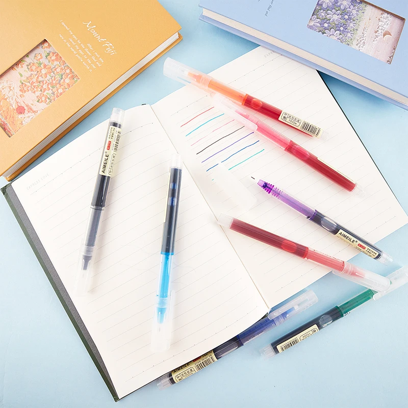 

New 8 Colors Ink Straight Liquid Gel Pen Set Colorful Liquid Roller Pen 0.5mm