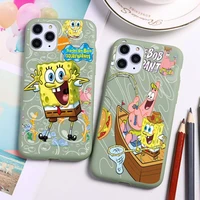 cartoon spongebob best friends phone case for iphone 13 12 11 pro max mini xs 8 7 6 6s plus x se 2020 xr candy green silicone