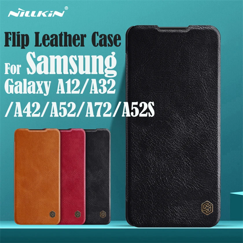 

For Samsung Galaxy A52 A52S A72 A12 A32 A42 5G 4G Flip Case Nillkin Leather Book Case Card Pocket Wallet Flip Cover Phone Bags