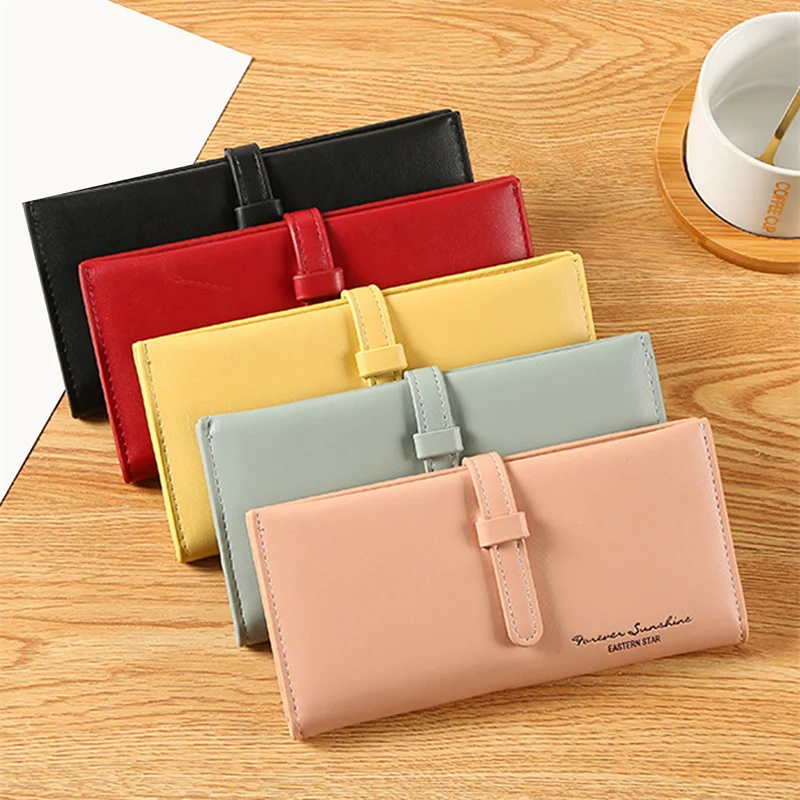 

Женские кошельки из искусственной кожи, женские длинные кошельки на застежке, Большая вместительная сумка для денег, карман для телефона, м...