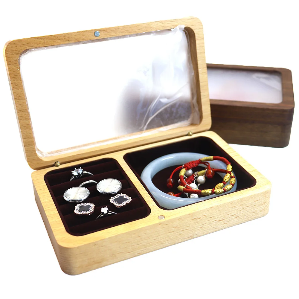 Customised Personalised Solid Black Walnut Beech Wood Jewellery Storage Rings Studs Bracelets Bracelet Display Stand Wholesale