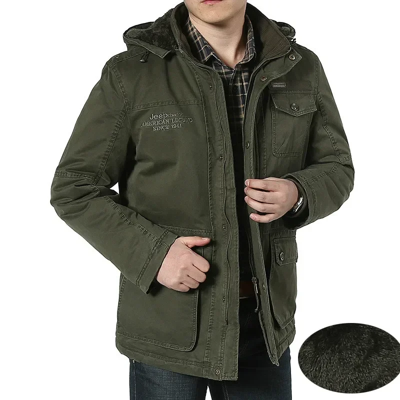 

BIG Large Size 7XL 8XL Winter Jacket Men Cotton Cashmere Parkas men Casual Multi-pockets Hooded Collar Windbreaker Parkas