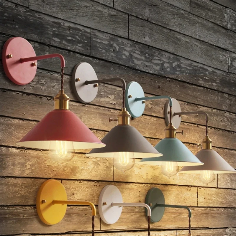 

Scandinavia Wall Lights Umbrella Restaurant Decoration Macarons Lamp Dinning Living Room Bedroom Aisle Stairs Home Decor Sconces