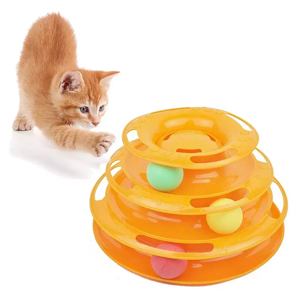 

Three Levels pet cat toy Tower Tracks Disc Cat Toy Balls Cat Crazy Ball Disk Toy disc cat toys ball Training Amusement plate