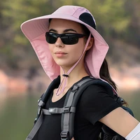 hat women with neck flap string summer sunshine protection waterproof climbing hiking fisherman holiday cap outdoor accessory