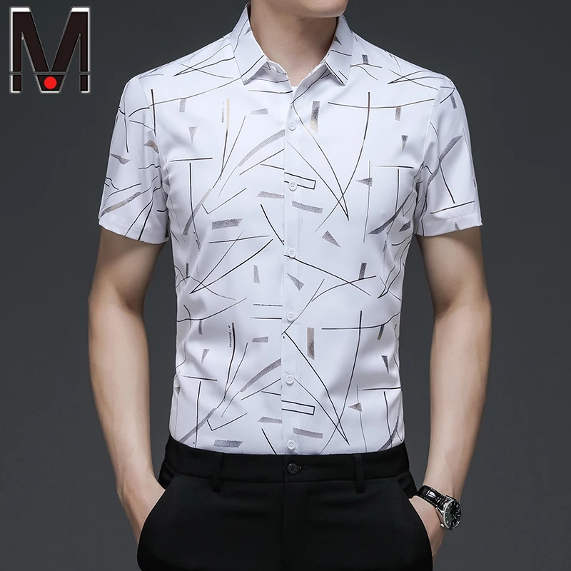 

MC Fast Shipping New Men's Short Sleeve Printed Shirt Casual Short Sleeve Top