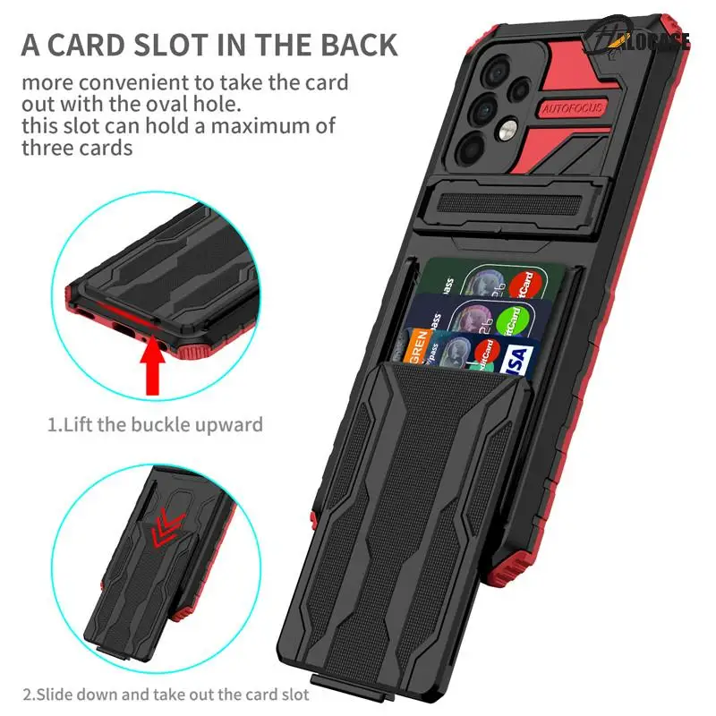 

For Samsung Galaxy A52 A72 A12 A32 A42 A22 Armor Card Slot Bracket Stand Holder Case For A02 S A03S A51 A31 A21S A10S A20S M32