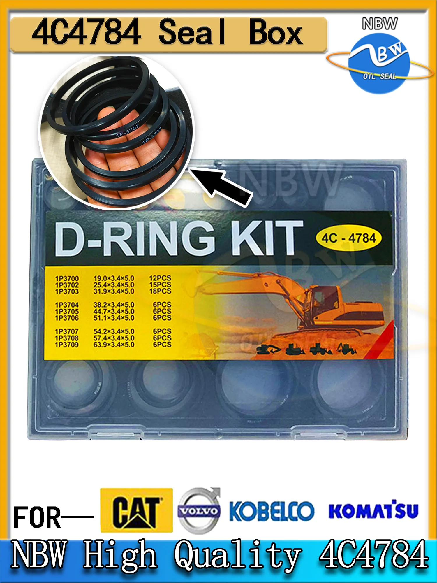 

For Caterpillar 270-1535 Oil Sealing Repair Kits Excavator Hydraulic Cylinder 4C-4784 2701535 Nitrile Rubber Gaske 4C4784 CAT