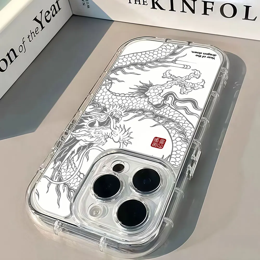 Фото Роскошный силиконовый противоударный чехол-зеркало «Дракон» для iPhone 17, 16, 15, 13, 12, 11, 14 Pro Max, X, XS, XR, 7, 8, 15, 16 Plus, 17 Air №5
